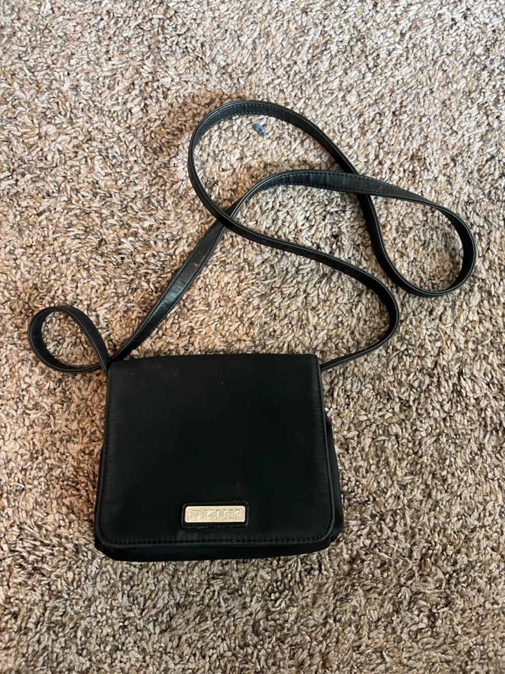 Dkny Black Crossbody with silver Logo Plate